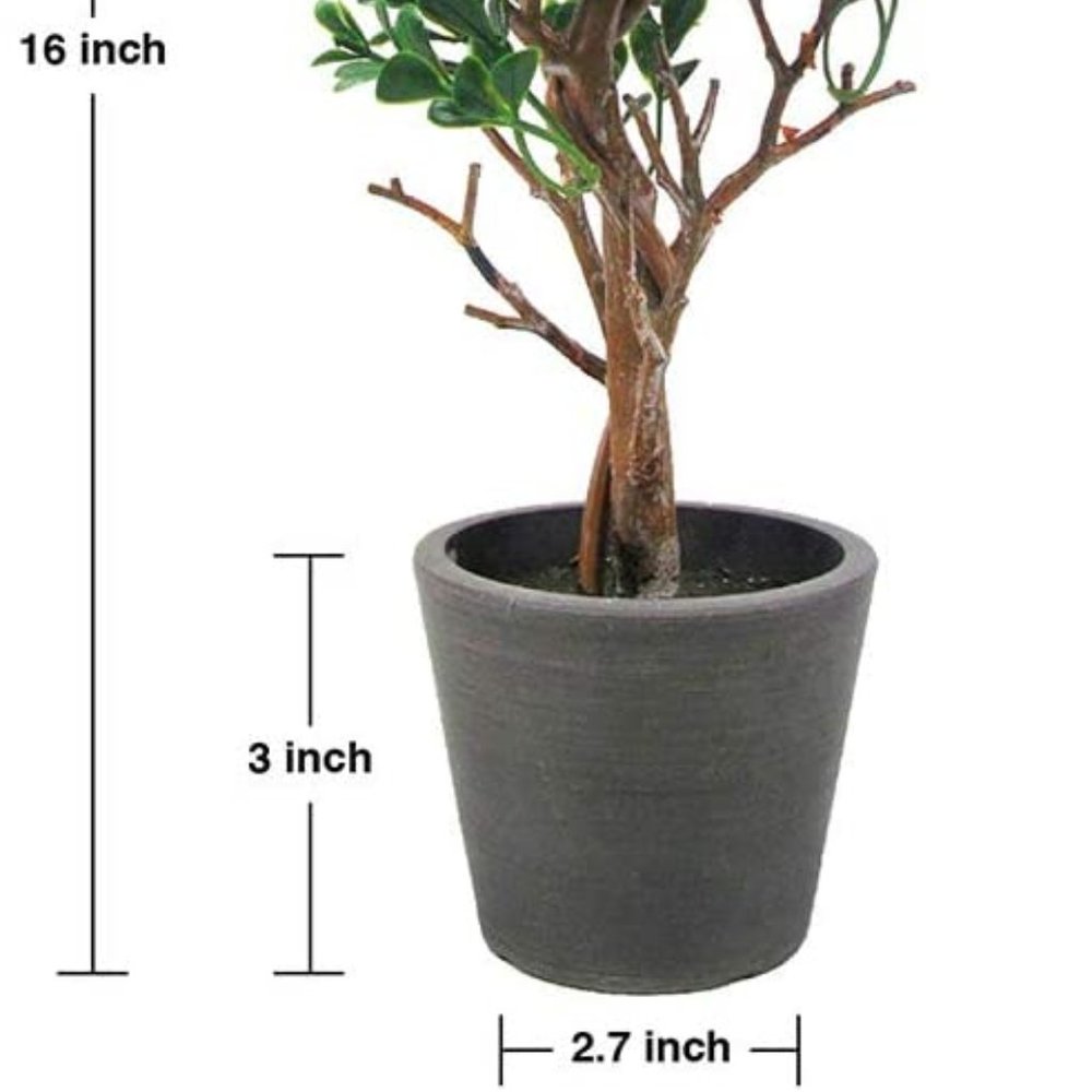 Green Faux 16” Topiary Tree in Pot - Picture 4 of 7